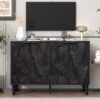 Modern TV Stand, Entertainment Center Media Console With 2 Spacious Storage Space, Solid Wood Legs And Anti-Tip Device For Living Room, Up To 43" - Black - Image 5
