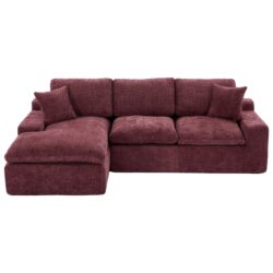 Cloud Sectional Sofa Upholstered Sofa Couch With Double-Layer Cushion And Side Pockets - Red