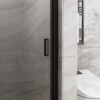 Pivot Shower Door 1 / 4" Tempered Glass Black Semi Frameless - Black - Image 7
