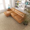 Allison - Left Facing Leather Sectional Sofa - Tan - Image 10