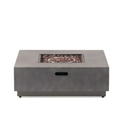Modern Square Iron Fire Pit 50, 000 Btu - Stone Gray