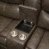 Tavin - Faux Leather Manual Recliner Sectional Sofa With Cupholder Console - Taupe - Image 7