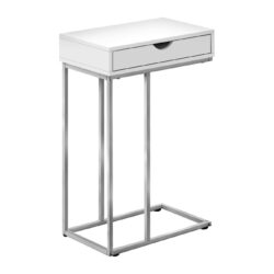 Accent Table, C - Shaped Modern - White
