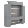 Full Size Murphy Wall Bed With Shelves And LED Lights - Gray - Image 7