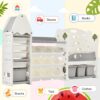 Kids Bookshelf Toy Storage Organizer With 17 Bins And 5 Bookshelves, Multi-Functional Nursery Organizer Kids Furniture Set Toy Storage Cabinet Unit With HDPE SheLF And Bins - Gray - Image 10