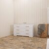Large 6 Drawers Chest Of Drawer Dressers Table With Golden Handle - White - Image 2