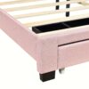 Queen Size Storage Bed Linen Upholstered Platform Bed & Two Drawers - Pink - Image 12
