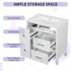 Bathroom Vanity With Ceramic Sink, Flip Out Drawer Design For Plumbing, Soft Close Drawers - White - Image 7
