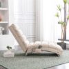 Linen Massage Chaise Lounge Indoor With Remote Control, Ergonomic Electric Massage Lounger - Beige - Image 5