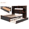 Queen Size Bed With All In One Cabinet, Shelf And Sockets, Twin Long Trundle - Espresso - Image 12