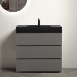 Alice - 36" Bathroom Vanity With Sink, Large Storage Freestanding Bathroom Vanity For Modern Bathroom, One-Piece Black Sink Basin Without Drain And Faucet - Black / Gray
