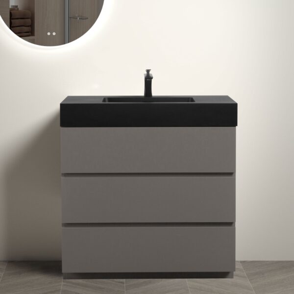 Alice - 36" Bathroom Vanity With Sink, Large Storage Freestanding Bathroom Vanity For Modern Bathroom, One-Piece Black Sink Basin Without Drain And Faucet - Black / Gray