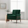Cole - Solid Wood Lounge Chair - Green Fabric - Image 3