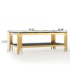 Top And Bottom Double Layer Tempered Glass Coffee Table And Mirror Finished Stainless Steel Frame - Black / Gold - Image 9