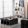 Multifunctional 4 Tier Book Shelf & Coffee Table For Living Room Bedroom Dining Room Study Entryway, Creative Furniture Floor Bookshelf, Minimalist Organizer Storage Shelves - White - Image 4