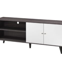 Amidon - TV Stand For Tvs Up To 63", With 2 Storage Shelves & 1 Cabinet, Modern Entertainment Centre For TV In Living Room - Dark Gray / White