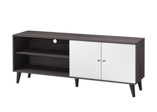 Amidon - TV Stand For Tvs Up To 63", With 2 Storage Shelves & 1 Cabinet, Modern Entertainment Centre For TV In Living Room - Dark Gray / White