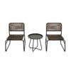 Patio Furniture Set 3 Piece Mixture Pattern PE Rattan Steel Frame And Modern Round Table - Brown / Black - Image 4