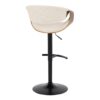 Curvo - Mid-Century Modern Adjustable Barstool With Swivel With Rounded T Footrest (Set of 2) - Black / Walnut / Cream - Image 4