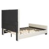 Queen Size Upholstered Bed With Slats Support, No Box Spring Needed - Beige - Image 4