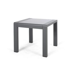 Contemporary Cape Coral Side Table With Frosted Glass Top - Gray