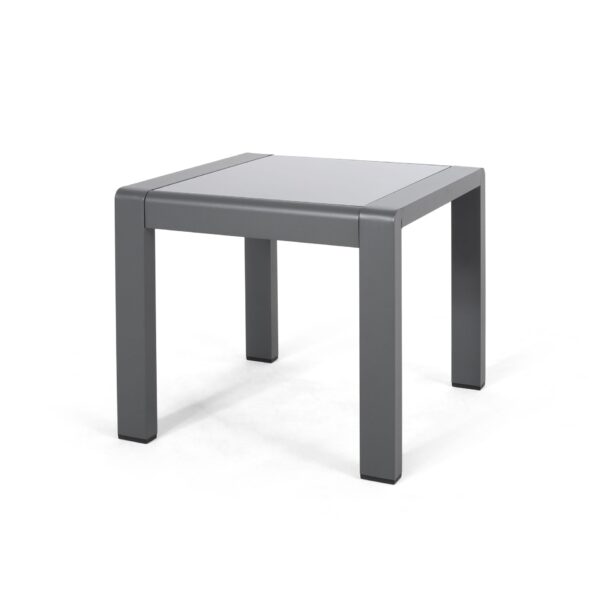 Contemporary Cape Coral Side Table With Frosted Glass Top - Gray