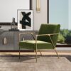 Aerin - Hammered Brass Upholstered Accent Arm Chair - Olive Green - Image 7