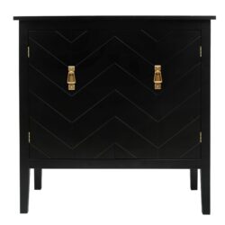 Vintage Style 2 Door Wooden Sideboard Cabinet For Living Room, Dining Room, Or Office - Black Wood