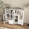 Modern Painted Cabinet With Glass Doors And Drawer - White - Image 3