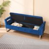Wide Storage Soft Ottoman Bench With Armrests, Footrest Bed End Stool For Living Room, Dorm, Entryway And Bedroom - Navy - Image 8