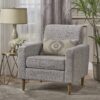 Nebulize - Upholstered Fabric Club Chair With Button Tufted And Square-Off Arm And Back - Light Gray - Image 9