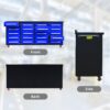 Garage Storage Cabinets With Workbench (20 Drawers) - Blue - Image 5