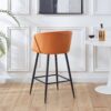 Counter Height Bar Stool, Metal Legs, Velvet Upholstered For Pub, Restaurant, Kitchen Island (Set of 2) - Black / Brown - Image 3