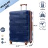 Luggage With Tsa Lock Spinner Wheels Hardside Expandable Luggage Travel Suitcase Check In Luggage ABS 28" - Blue / Brown - Image 5