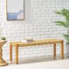 Angie - Bench Outdoor Seating Acacia Wood Faux Rattan - Teak - Image 3