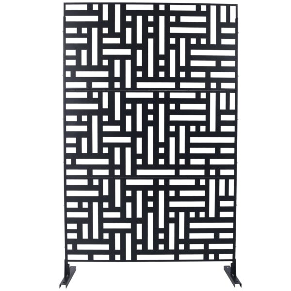 Outdoor / Indoor Privacy Screen Metal Privacy Screen, Freestanding Decorative Privacy Screen For Deck Balcony - Black