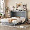 Queen Size Murphy Bed With Iron Legs, Modern Design - Gray - Image 20