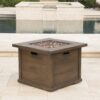 Outdoor Patio Square Gas Burning Fire Pit, Tank Inside, 40000 Btu - Brown Wood Pattern - Image 4