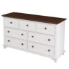 Wooden Captain Seven Drawer Dresser For Bedroom, Living Room, Kids' Room - White / Walnut - Image 4