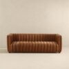 April - Mid-Century Modern Luxury Tight Back Leather Couch - Brown / Cognac / Rustic - Image 2