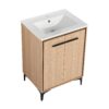 Modern 24" Bathroom Vanity Base With Basin And Storage Cabinet - Oak - Image 9