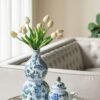Round Side Table With Elegant Foral Design And Mirrored - Silver Multi - Image 6
