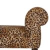 Leopard Print Velvet Bench - Walnut - Image 4