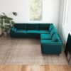 Amber - Velvet Corner Sectional Sofa - Teal - Image 12