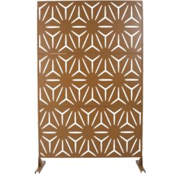 Freestanding Decorative Metal Privacy Screen For Deck Balcony Patio - Brown, Steel, 76" H X 48" W