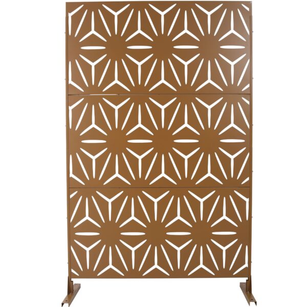 Freestanding Decorative Metal Privacy Screen For Deck Balcony Patio - Brown, Steel, 76" H X 48" W