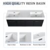Modern Wall Mounted Bathroom Vanity With Double Resin Sink And Storage Rack - Black Chestnut - Image 6
