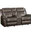 Lydia - Leather Aire Motion Loveseat With USB Console - Brown - Image 2
