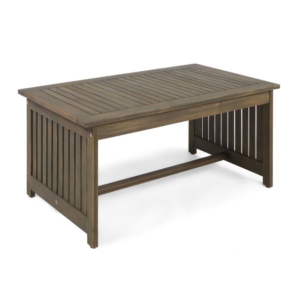 Acacia Wood Outdoor Coffee Table, Rectangular Patio Coffee Table For Outside - Gray
