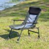 Camping Lounge Chair, Portable Folding Reclining Camping Chair With Adjustable Backrest For Indoor And Outdoor Camping Beach Hiking Fishing - Green / Black - Image 2